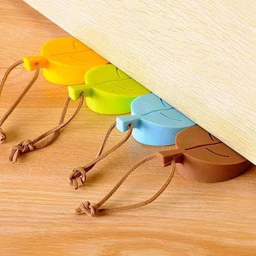 Clickswift Decorative LeafShaped Door Stopper with Rope NonSlip Wedges for NonSlip Kids Rooms Home Office Workplaces Set of 4 Multicolour - Image 3