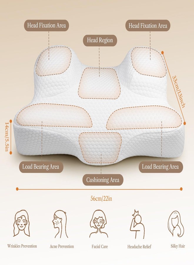 Benazcap Cervical Neck Beauty Pillow - Back Sleeper Pillow Reduces Pressure on Skin, Sleep on Your Back Comfortably, Wrinkle Prevention Memory Foam Pillow for Neck & Shoulder, White - Image 3
