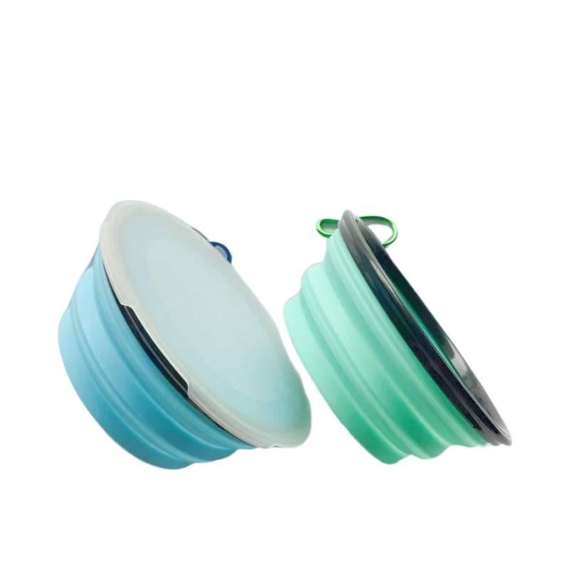 Portable Silicone Pet Bowl with Collapsible Design 350 ml Portable Travel and Silicone Build for dogs cats travel walks and outdoor feeding Green finish Routine Use - Image 1