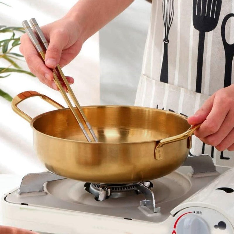 RiToEasysports Durable Stainless Steel Korean Ramen Pot Multipurpose Cooking Pot For Gas Stove, Induction Stove (Gold) (Inner diameter 18cm) - Image 3