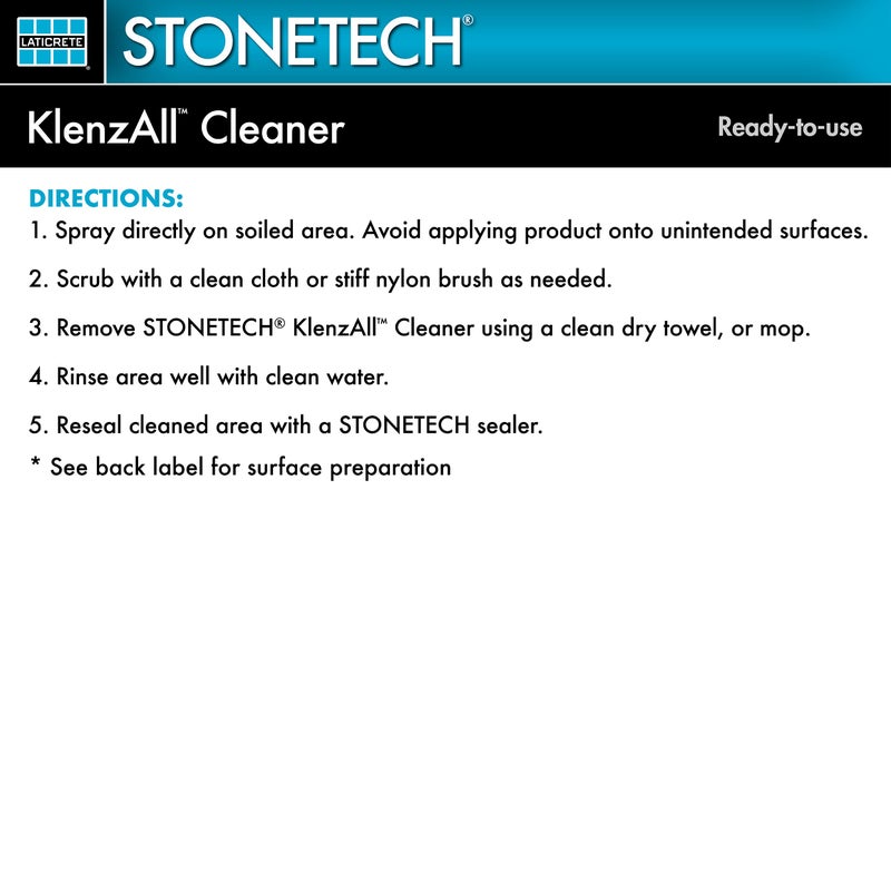 STONETECH KlenzAll Cleaner, Heavy Duty Cleaner for Stone & Tile, 24OZ (709ML) Spray Bottle - Image 5
