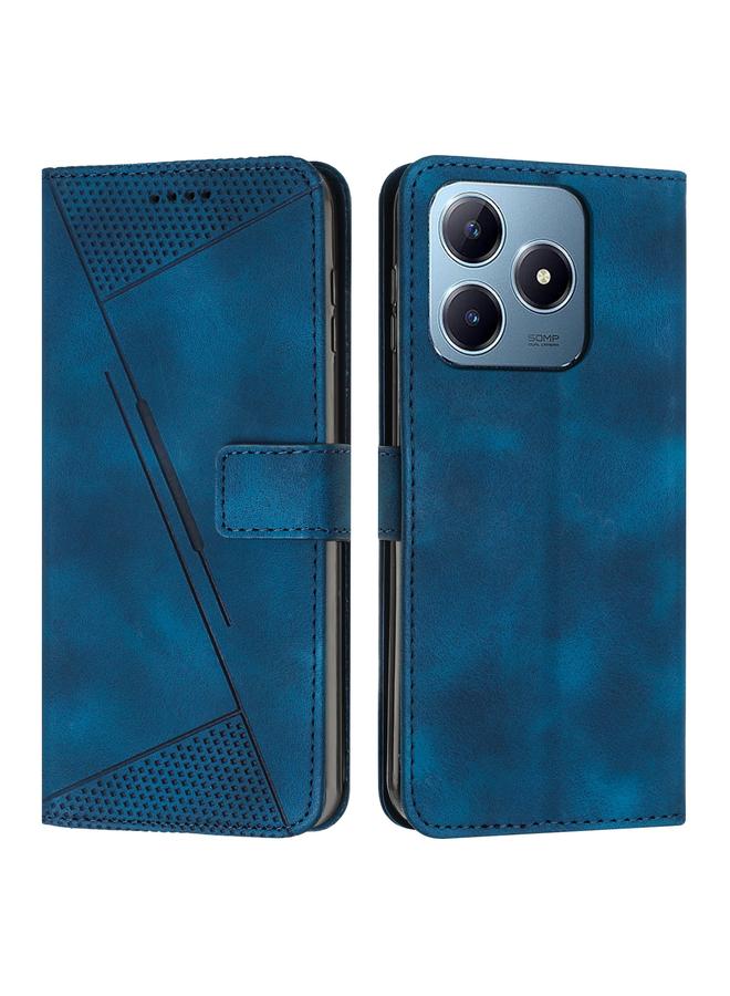 Green Tiger For Realme C63 Dream Triangle Leather Phone Case with Lanyard(Blue)