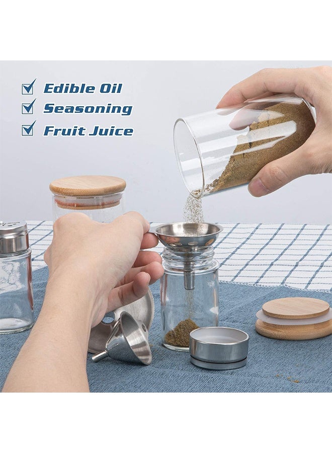 5 في 1 أقماع معدنية صغيرة لملء الزجاجات مجموعة أقماع مطبخ صغيرة من الفولاذ المقاوم للصدأ لنقل الزيوت العطرية السائلة والتوابل والمكونات الجافة ومسحوق متين وآمن للاستخدام في غسالة الأطباق (أرسل 2 فرشاة تنظيف) - Image 3
