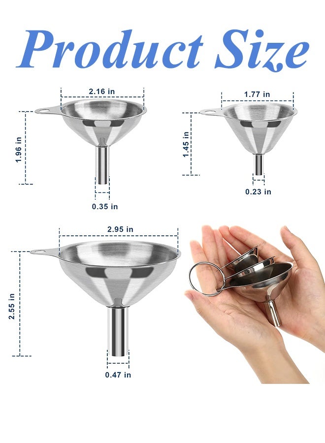 5 في 1 أقماع معدنية صغيرة لملء الزجاجات مجموعة أقماع مطبخ صغيرة من الفولاذ المقاوم للصدأ لنقل الزيوت العطرية السائلة والتوابل والمكونات الجافة ومسحوق متين وآمن للاستخدام في غسالة الأطباق (أرسل 2 فرشاة تنظيف) - Image 5