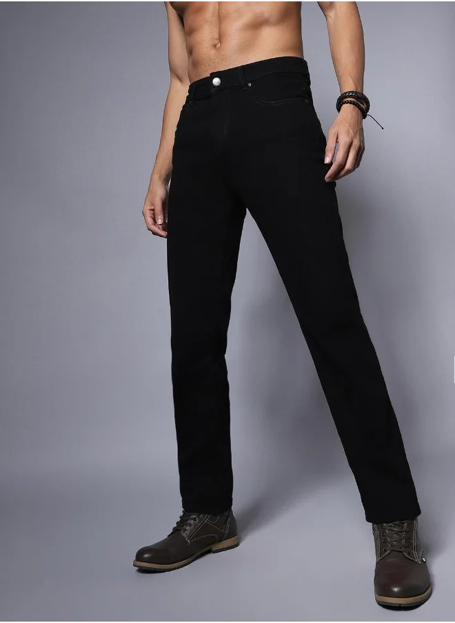 HIGH STAR Men Black Solid Relaxed Fit Jeans