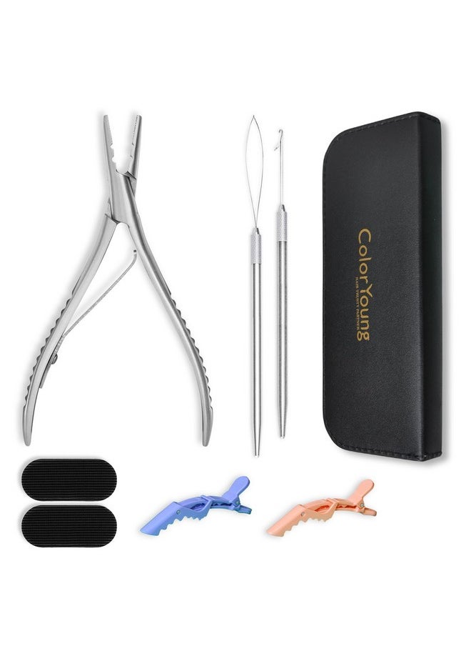 coloryoung - Hair Extensions Pliers 2-Hole Hair Pliers Hair Extension Tool Kit For Micro Ring Hair Extensions Opener And Removal - Image 1