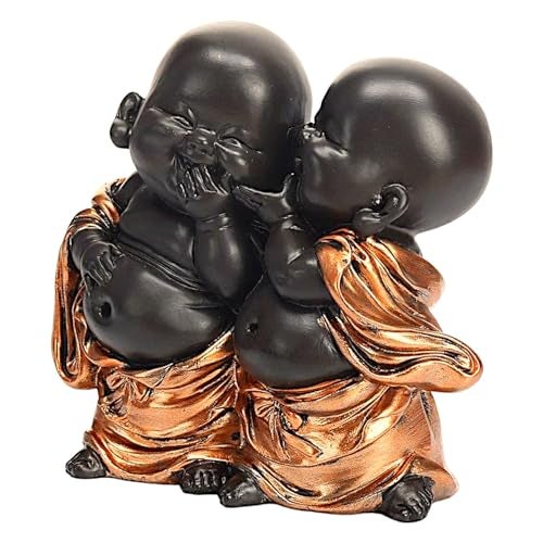 Karigaari India Handcrafted Resine Little Laughing Buddha Showpiece | Buddha Idols for Home Decor I Buddha Showpiece I Showpiece for Home I Color: Black & Bronze - Image 5