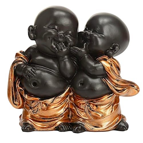 Karigaari India Handcrafted Resine Little Laughing Buddha Showpiece | Buddha Idols for Home Decor I Buddha Showpiece I Showpiece for Home I Color: Black & Bronze - Image 3