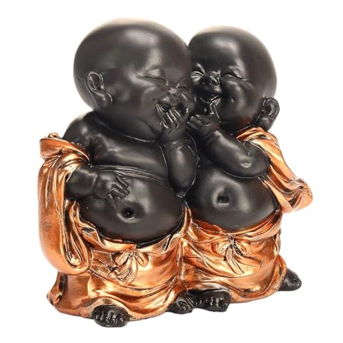 Karigaari India Handcrafted Resine Little Laughing Buddha Showpiece | Buddha Idols for Home Decor I Buddha Showpiece I Showpiece for Home I Color: Black & Bronze - Image 4