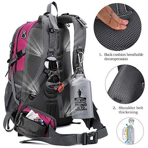 FENGDONG 40L Waterproof Lightweight Outdoor Daypack Hiking,Camping,Travel Backpack for Women Men Pink - Image 4