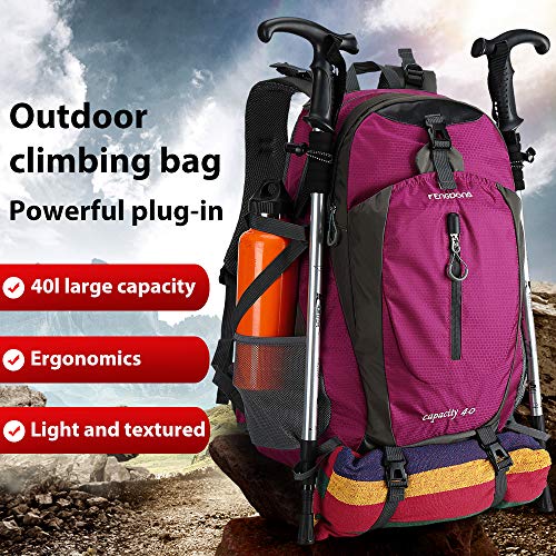 FENGDONG 40L Waterproof Lightweight Outdoor Daypack Hiking,Camping,Travel Backpack for Women Men Pink - Image 5