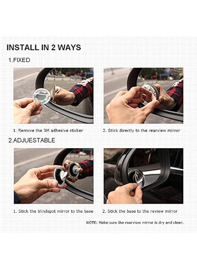 Generic Blind Spot Mirrors, Round Frameless 360° Rotate Sway Adjustable HD Glass Convex Mirror Maximize RearView Universal for Car SUV Trucks Traffic Safety - Pack 2  - Image 4