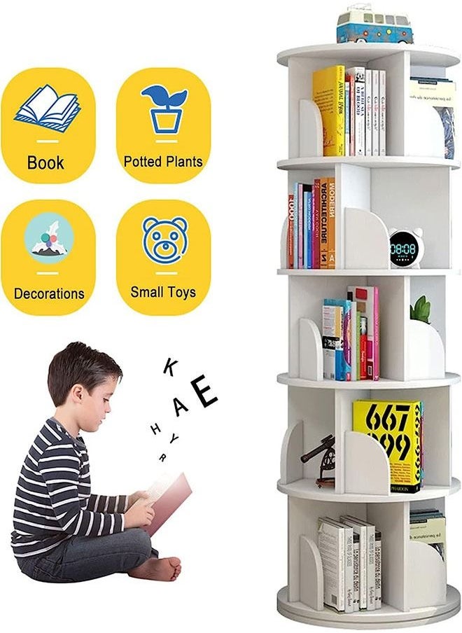 GoldenLike - 5 Tier Rotating Bookshelf, 360° Rotating Stackable Shelves Floor-Standing Storage Display Rack Used in Bedrooms Living Rooms Study Office - Image 1