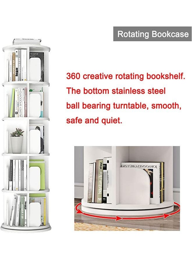 GoldenLike - 5 Tier Rotating Bookshelf, 360° Rotating Stackable Shelves Floor-Standing Storage Display Rack Used in Bedrooms Living Rooms Study Office - Image 1