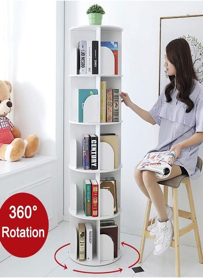 GoldenLike - 5 Tier Rotating Bookshelf, 360° Rotating Stackable Shelves Floor-Standing Storage Display Rack Used in Bedrooms Living Rooms Study Office - Image 1