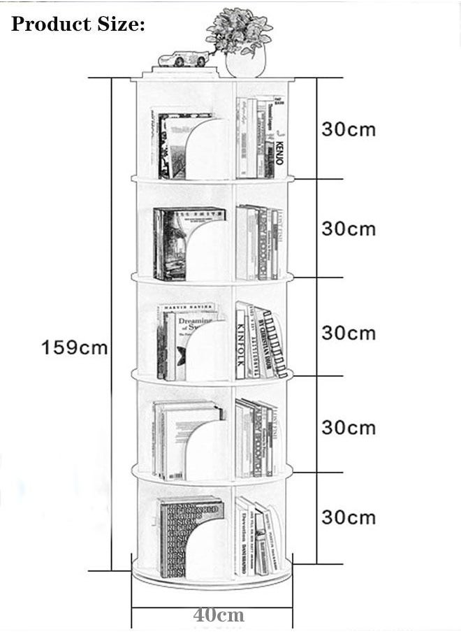 GoldenLike - 5 Tier Rotating Bookshelf, 360° Rotating Stackable Shelves Floor-Standing Storage Display Rack Used in Bedrooms Living Rooms Study Office - Image 1