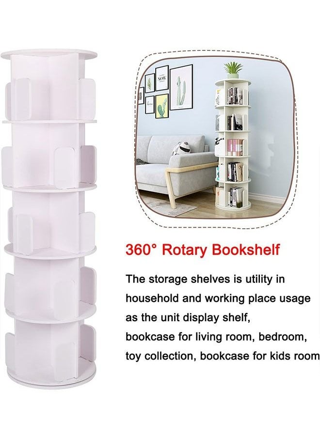 GoldenLike - 5 Tier Rotating Bookshelf, 360° Rotating Stackable Shelves Floor-Standing Storage Display Rack Used in Bedrooms Living Rooms Study Office - Image 1