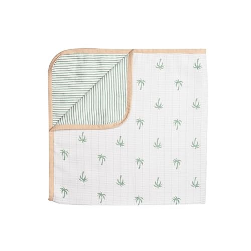 Masilo 100% Organic Muslin Newborn Cotton Baby Blanket/Sustainable Unisex/Palm/Modern Summer Baby Essentials/Lightweight/Pack of 1 - Image 1