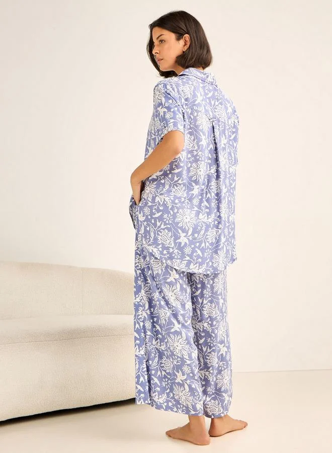 Aadaraya  Aadaraya Pyjama Set Button-Down Shirt & Trousers for Women | Best Price UAE