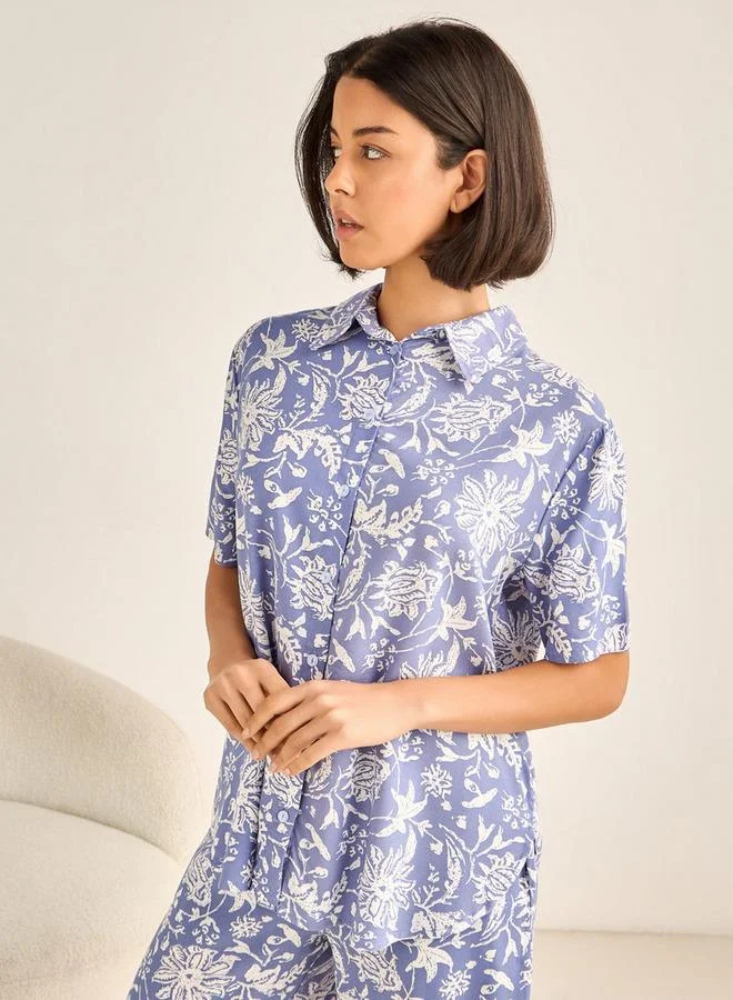 Aadaraya Aadaraya Pyjama Set Button-Down Shirt & Trousers