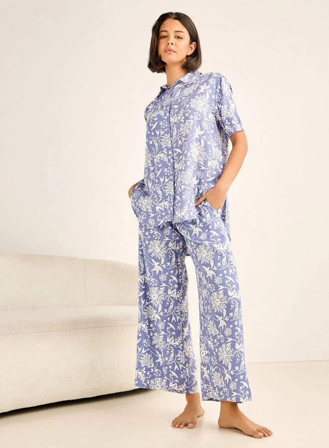 Aadaraya Aadaraya Pyjama Set Button Down Shirt & Trousers