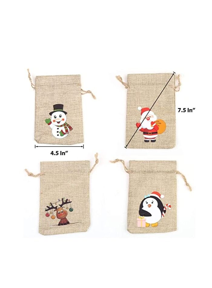 حقائب هدايا برباط قابلة لإعادة الاستخدام من الخيش مناسبة لمستلزمات الحفلات وأكياس الحلوى الخاصة بالهدايا - Image 2