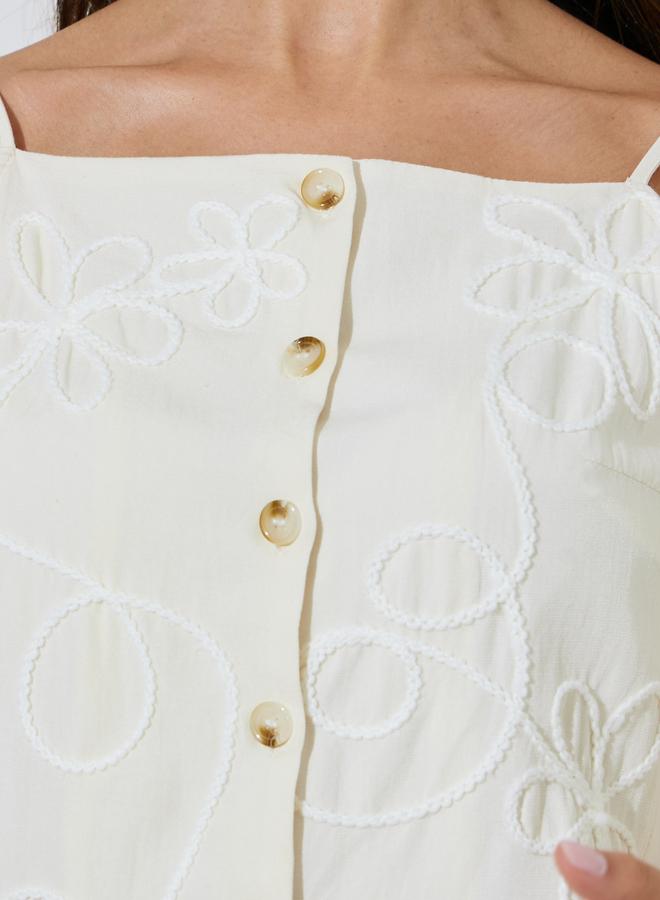 Styli Off White Embroidered Strappy Waistcoat - Image 3