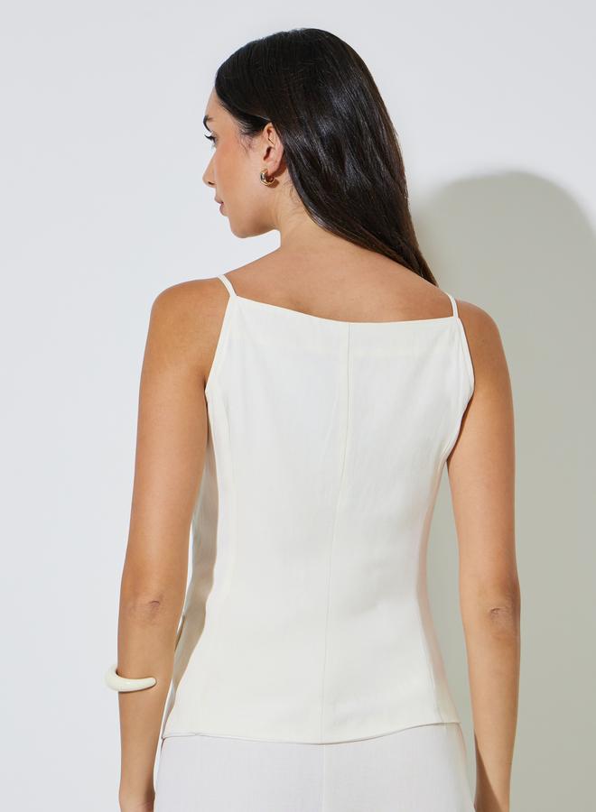 Styli Off White Embroidered Strappy Waistcoat - Image 4