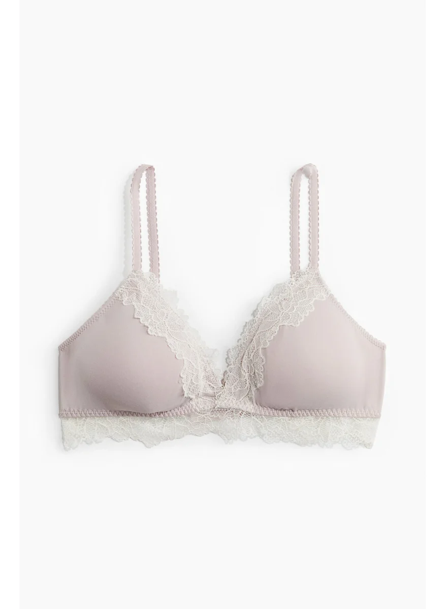 اتش اند ام Padded Soft Microfibre And Lace Bra