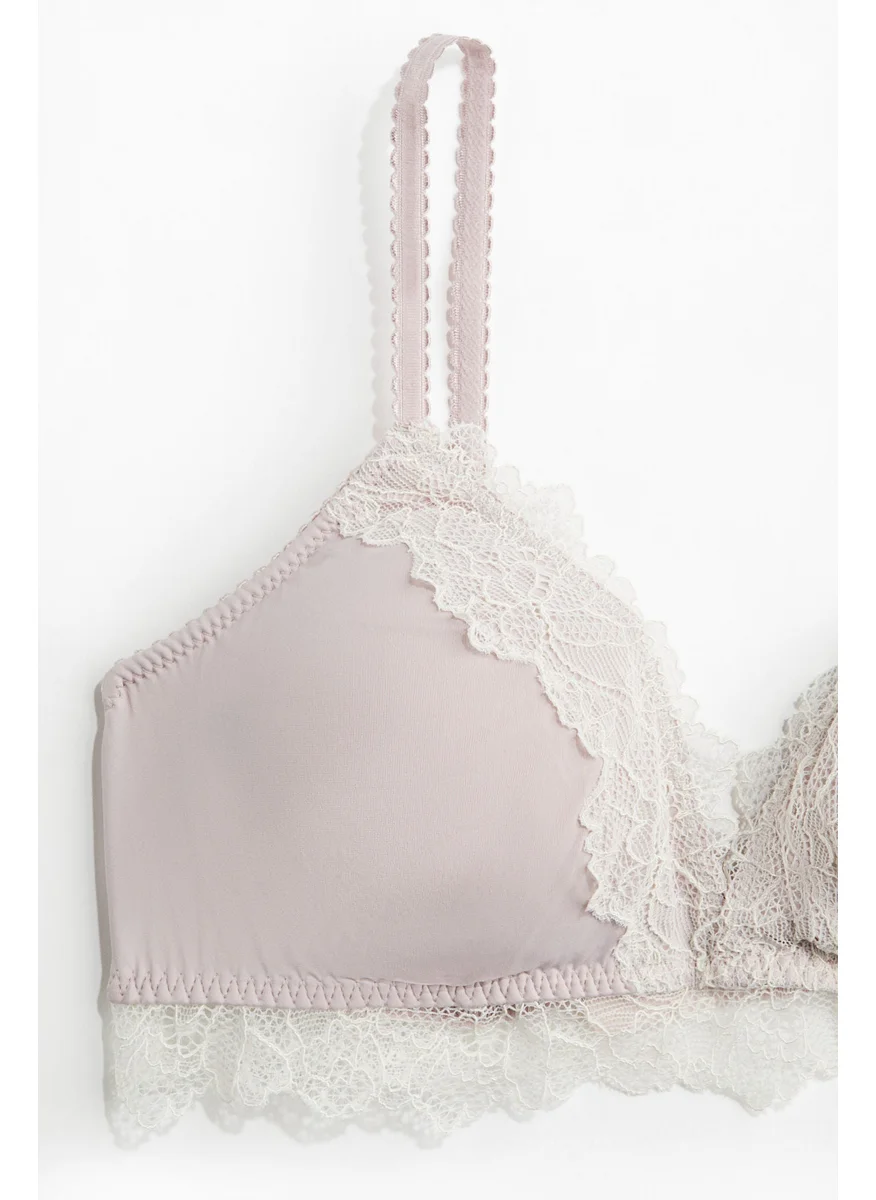 اتش اند ام Padded Soft Microfibre And Lace Bra