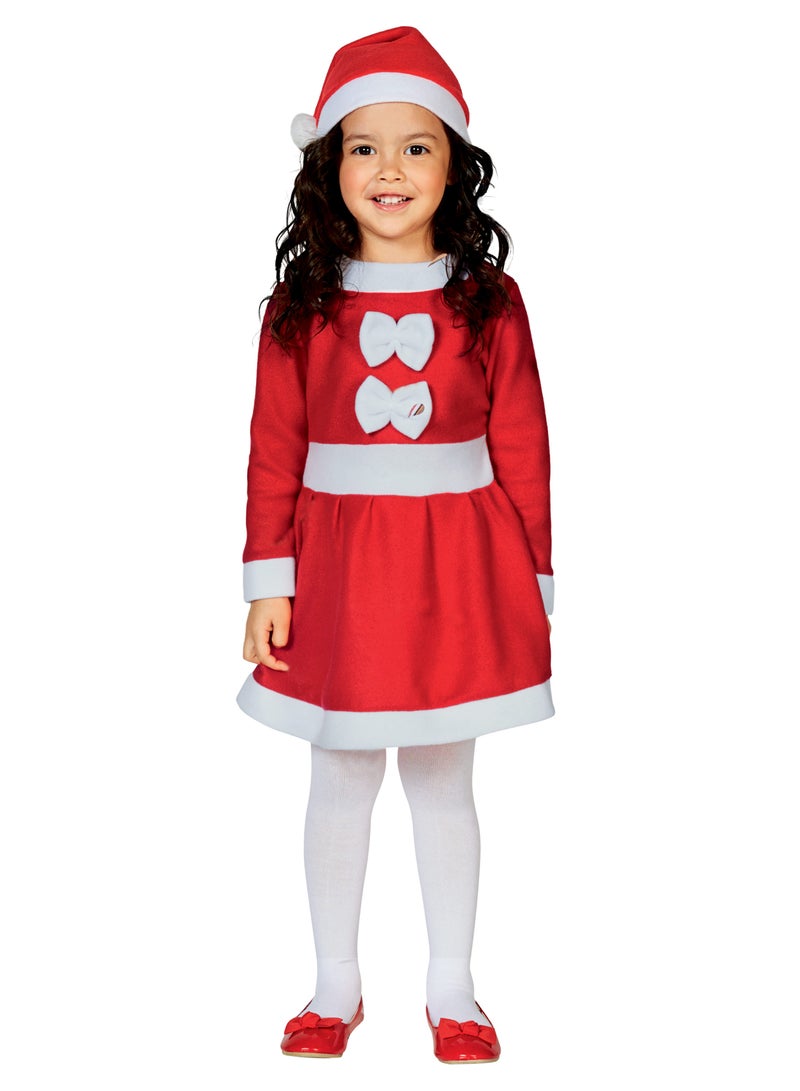 MAD TOYS Santa's Little Helper Child Festive Costumes, Red Fancy Santa Dress with Hat Age 3 to 8 years