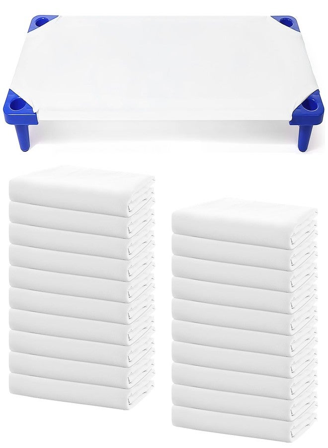 KisSealed 20 Pack Cot Sheets for Daycare Standard Size 23" x 51", Toddler Preschool Nap Cot Covers with Corner Elastic, Soft & Breathable Daycare Essentials for Child Boys Girls(White) - Image 1