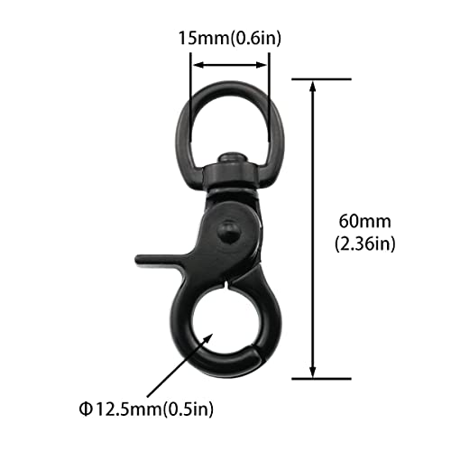 DGHAOP 2pcs Snap Hook Zinc Alloy 60mm Black Key Chain Door Lock Pets Cage Hook Belt Clip for Any Suitable Cage, Dog Traction Rope - Image 2