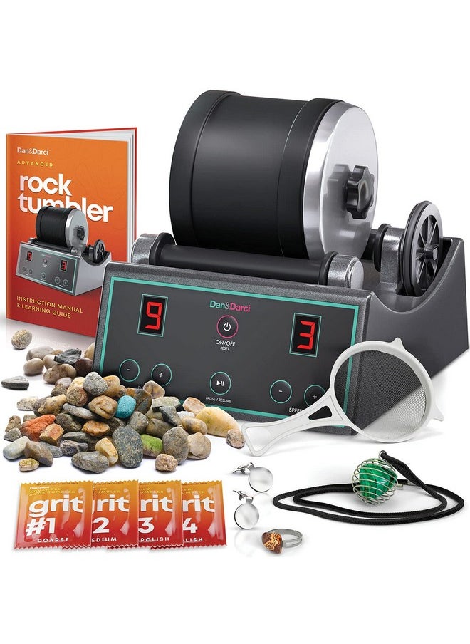 Dan&Darci Advanced Professional Rock Tumbler Kit - With Digital 9-Day Polishing Timer & 3 Speed Settings - Turn Rough Rocks Into Beautiful Gems : Great Science & Stem Gift For Kids All Ages : Geology Toy  - Image 1