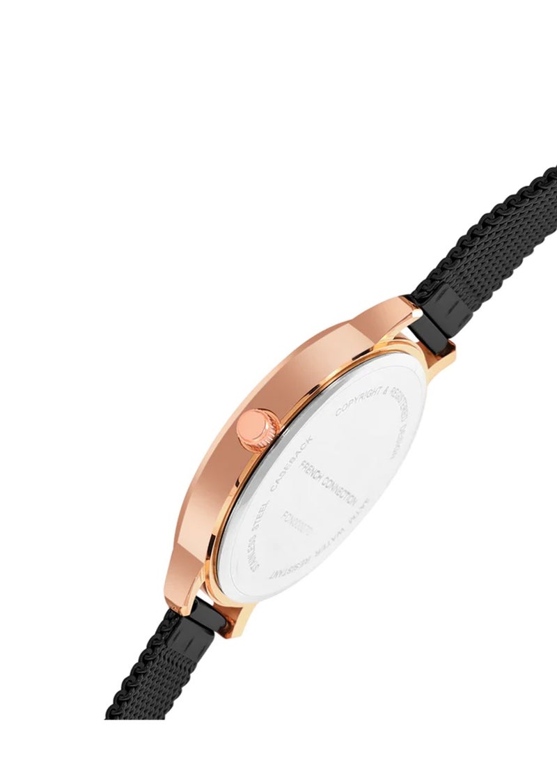 French Connection Analog Black Mesh Strap Women's Watch-FCN00027D - Image 4