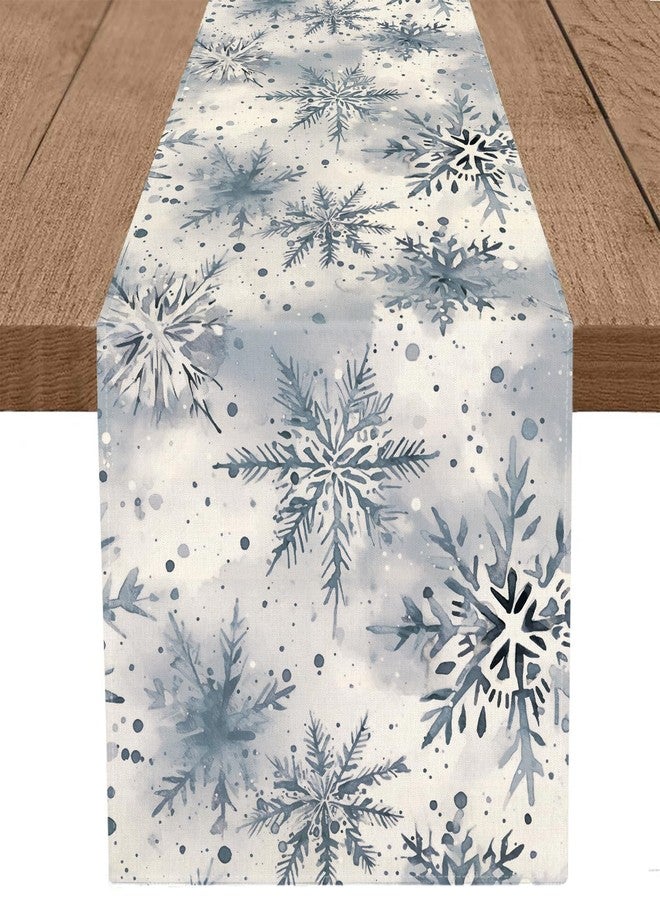 GAGEC Winter Table Runner Snowflake Christmas Long Runners 13 x 72 Inch Watercolor Holiday Farmhouse Home Kitchen Table Decorations - Image 1