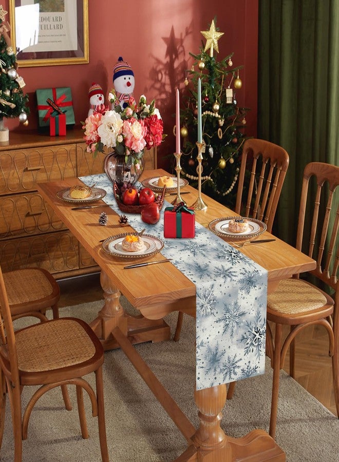 GAGEC Winter Table Runner Snowflake Christmas Long Runners 13 x 72 Inch Watercolor Holiday Farmhouse Home Kitchen Table Decorations - Image 3