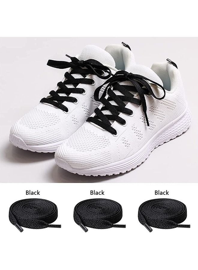 BAEKO 6 Pair Black white Shoelaces, Flat Shoe laces, Wide Shoelaces for Athletic Running Sneakers Shoes Boot Strings - Image 2