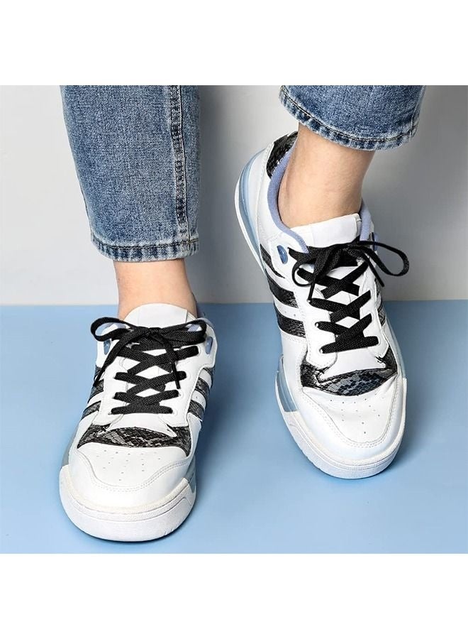 BAEKO 6 Pair Black white Shoelaces, Flat Shoe laces, Wide Shoelaces for Athletic Running Sneakers Shoes Boot Strings - Image 4