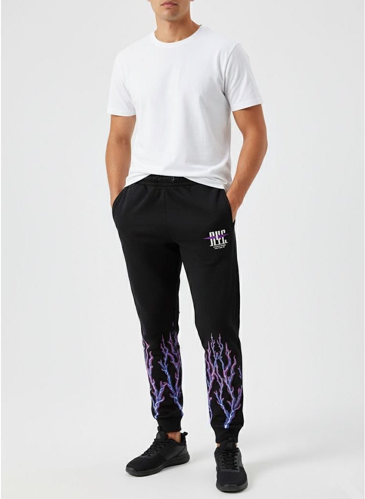 LOUD UNIVERSE Men’s Black “NYC” Printed Joggers – Casual Sweatpants With Drawstring And Pockets - Image 1