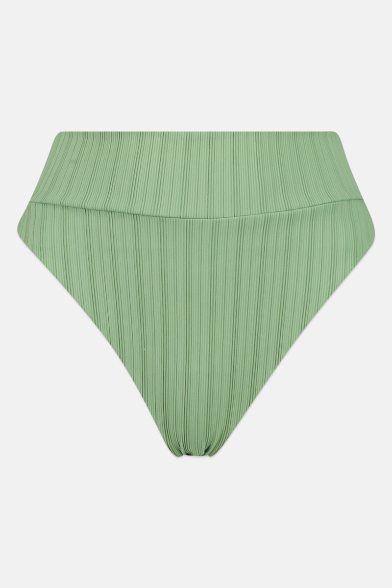 Aerie Women Ribbed High Cut Bikini Bottom, Light Green  - Image 1
