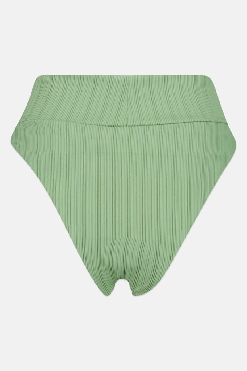 Aerie Women Ribbed High Cut Bikini Bottom, Light Green  - Image 2