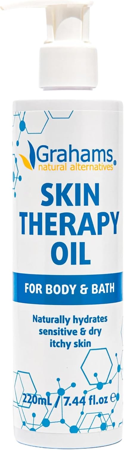 Grahams Natural Skin Therapy Body Oil for Very Dry Skin Itch Relief Moisturiser for EczemaProne Skin Dermatitis Natural 100 Oil Blend Hypoallergenic SteroidFree 1 x 220 ml
