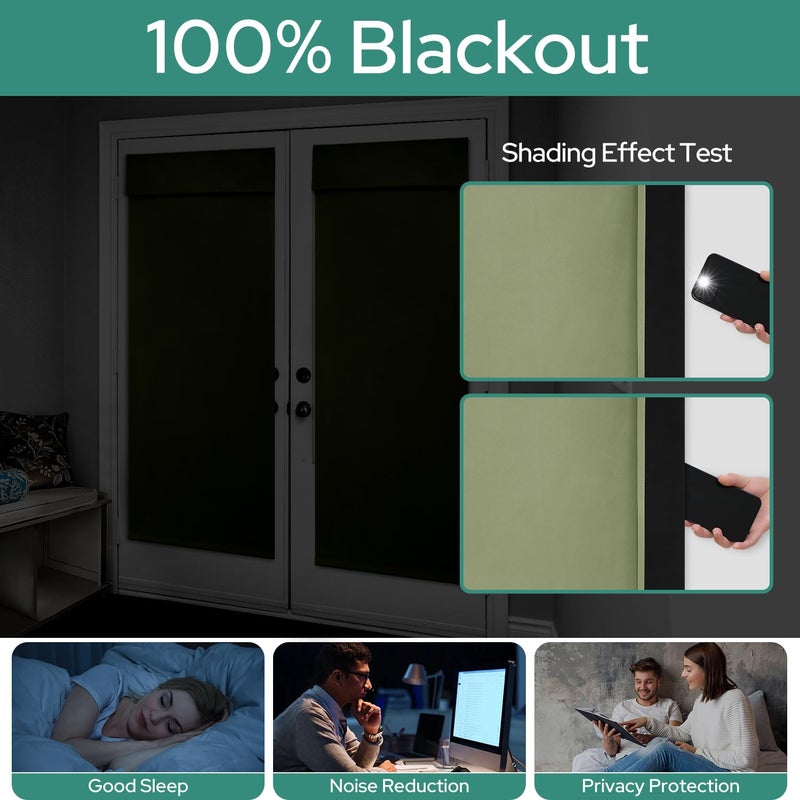 HOMEIDEAS HOMEIDEAS 100% Blackout French Door Curtains  Privacy Door Curtains for Door Window  26 X 68 Inch Room Darkening Curtains  Thermal Insulated Door Window Shades for Bedroom  (1 Panel  Sage Green) - Image 2