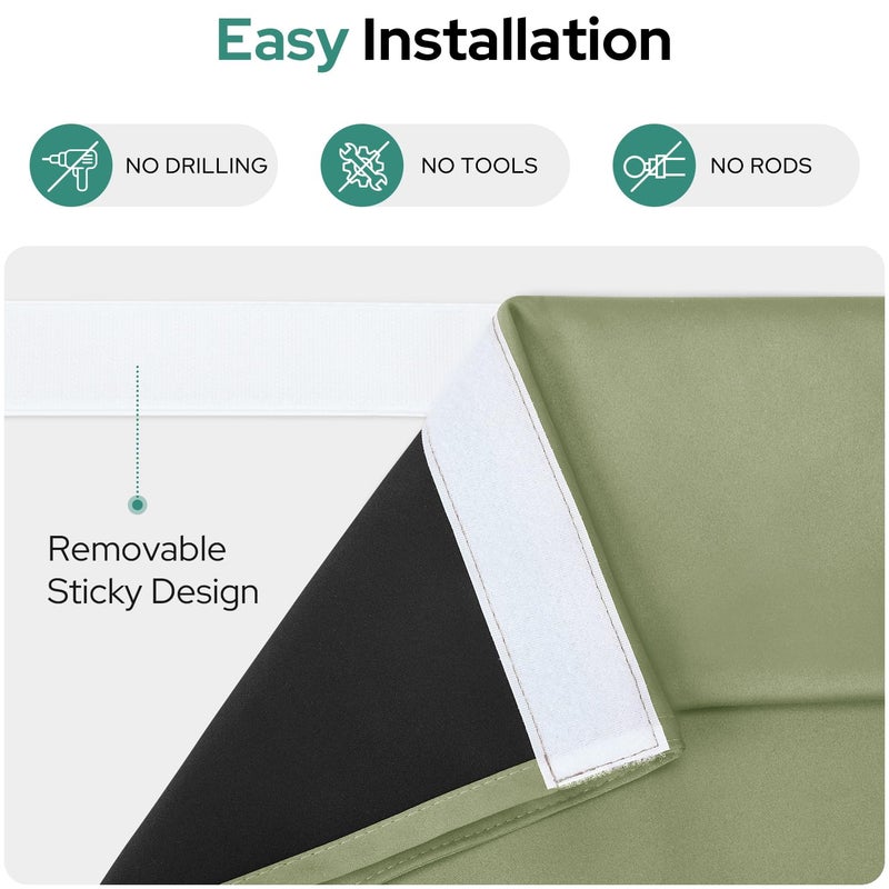 HOMEIDEAS HOMEIDEAS 100% Blackout French Door Curtains  Privacy Door Curtains for Door Window  26 X 68 Inch Room Darkening Curtains  Thermal Insulated Door Window Shades for Bedroom  (1 Panel  Sage Green) - Image 4