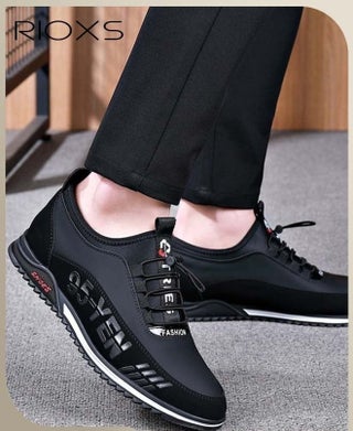 Men's Casual Lace-up Sneakers, Lightweight Outdoor Athletic Shoes, Fashion Breathable Running Shoes, Comfortable Walking Shoes, Stylish Everyday Footwear, Black - view 3