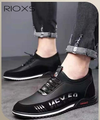 Men's Casual Lace-up Sneakers, Lightweight Outdoor Athletic Shoes, Fashion Breathable Running Shoes, Comfortable Walking Shoes, Stylish Everyday Footwear, Black - view 2