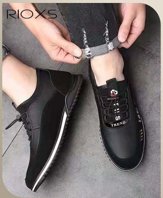 Men's Casual Lace-up Sneakers, Lightweight Outdoor Athletic Shoes, Fashion Breathable Running Shoes, Comfortable Walking Shoes, Stylish Everyday Footwear, Black - view 4
