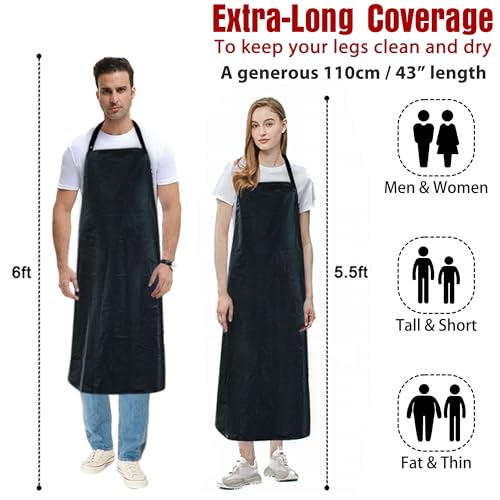 kilofly 1pc Vinyl Extra Long 43" Adjustable Waist Neck Ties Waterproof Apron - Image 3