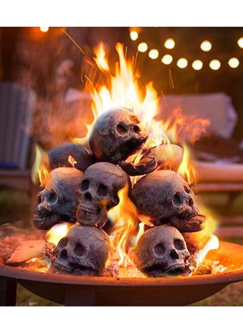 Ceramic Fire Pit Skulls, Reusable Square Skull Decorative Props for Fire Pit Party BBQ Fireplace Bonfire (3 Pieces)
